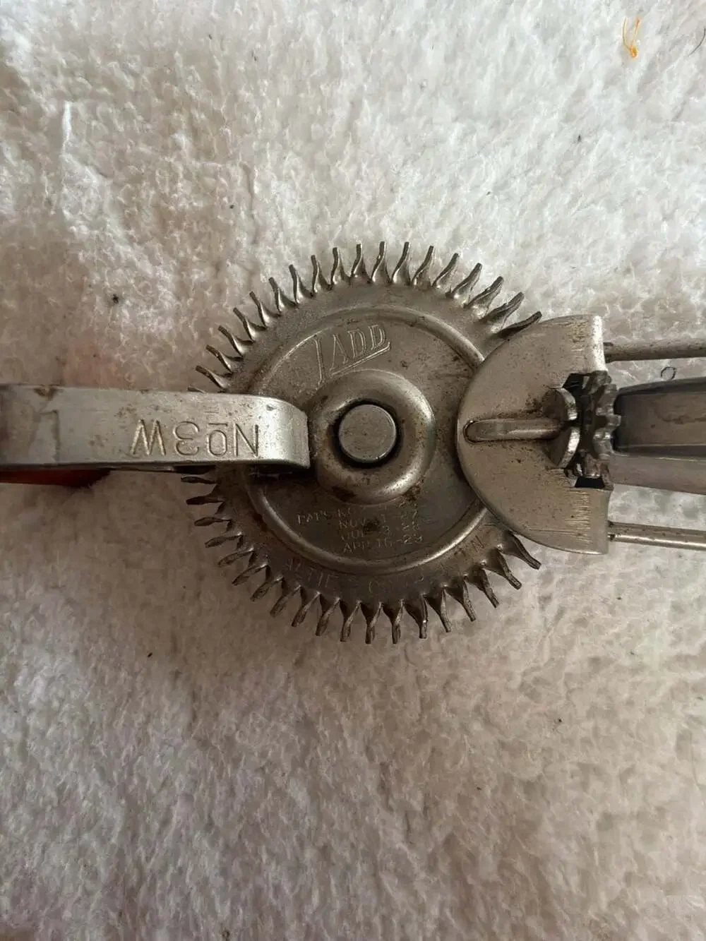 Ladd No. 3W Vintage Hand Crank Egg Beater with Wooden Handles